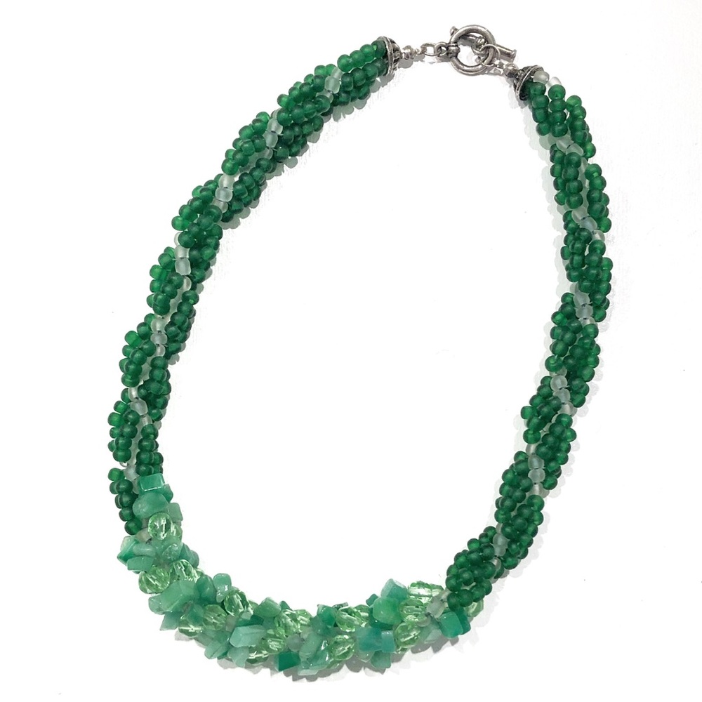 Frosty glass beads statement necklace